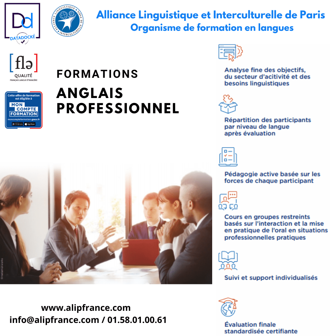 Programme Anglais Professionnel ALIP Ecole de langues Paris