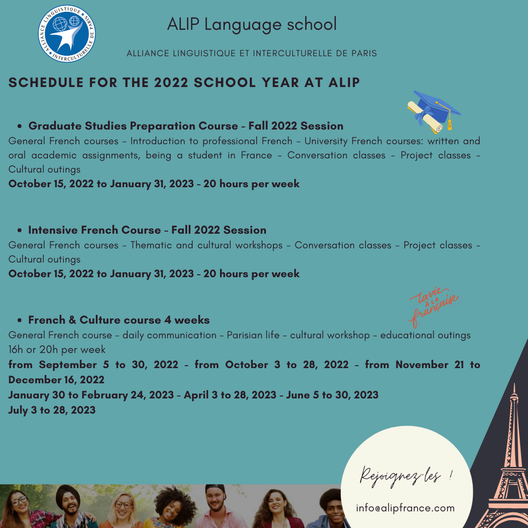 French courses 20222023 ALIP Language school Paris