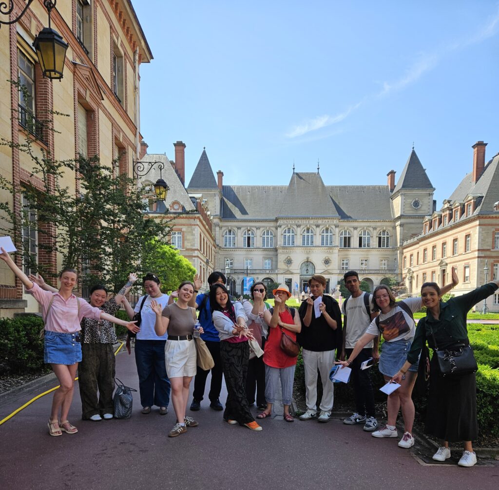 happy students in Paris